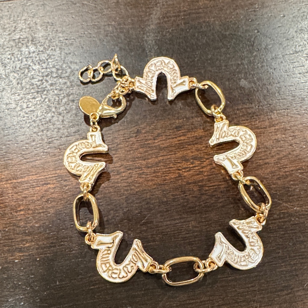 True Religion Gold Horseshoe Link Bracelet